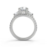 Load image into Gallery viewer, Maggie Baguette Accents 3 Stone Round Cut Double Prong Ring - Nivetta