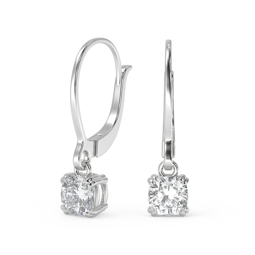 Maleah Cushion Cut Double Prong Earrings Leverback - Nivetta