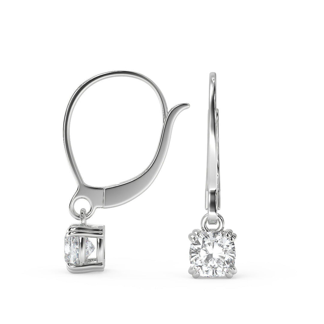 Maleah Cushion Cut Double Prong Earrings Leverback - Nivetta