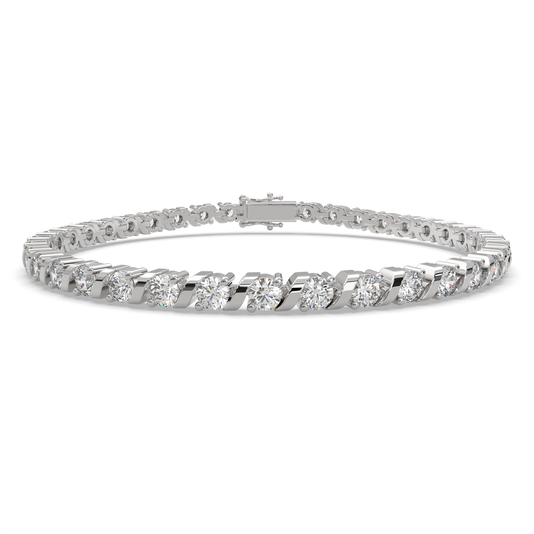 Marcelline Round Cut Diamond Tennis Bracelet S-Link (4 ctw) - Nivetta