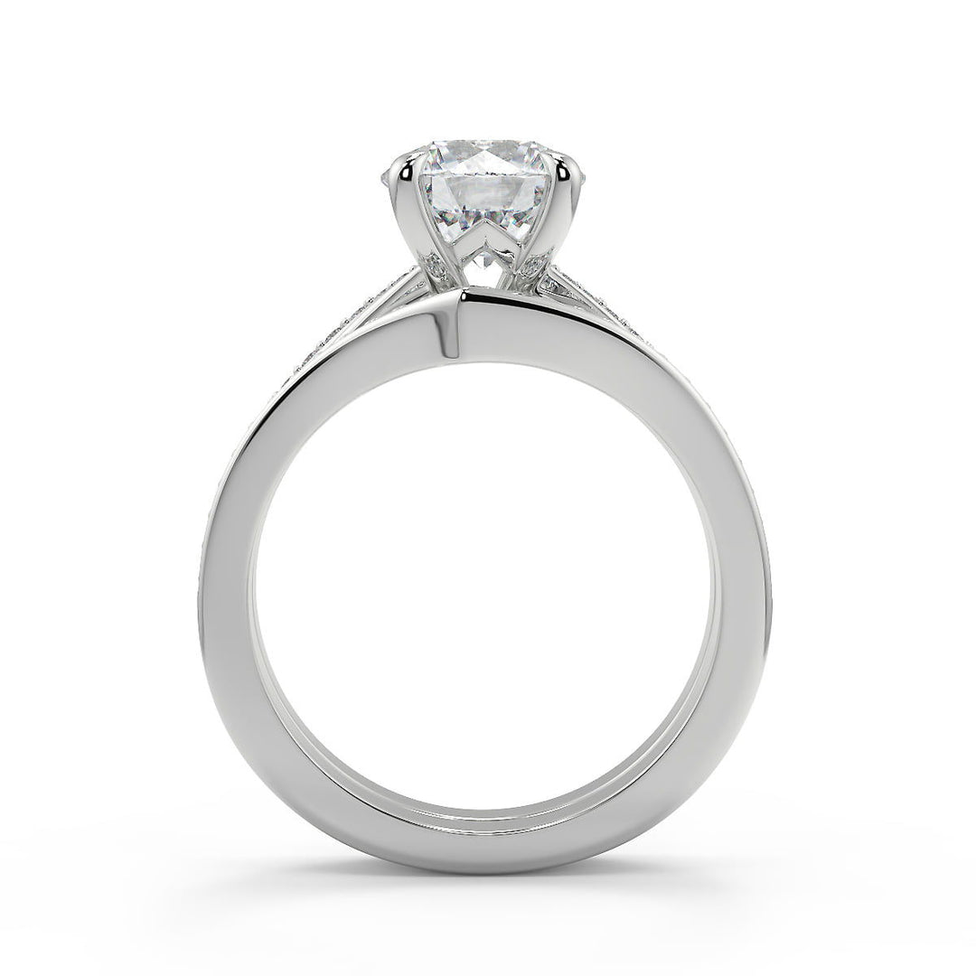 Marely Bypass Micro Pave Modern Round Cut Diamond Engagement Ring - Nivetta