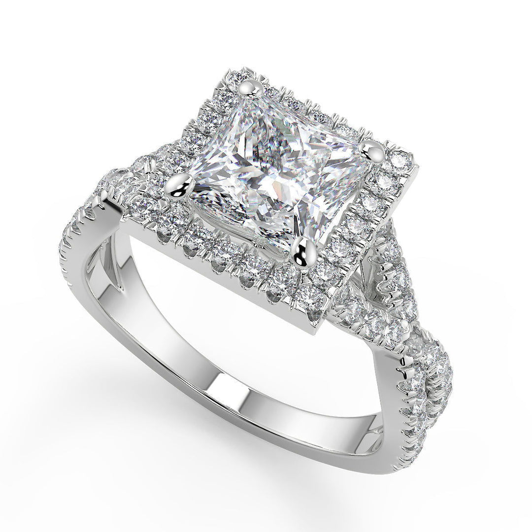 Maren Micro Pave Halo Princess Cut Diamond Engagement Ring - Nivetta