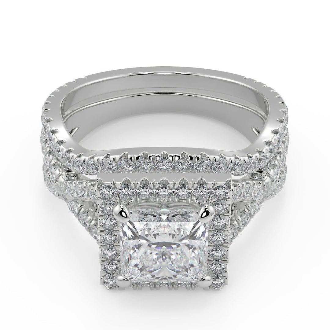 Maren Micro Pave Halo Princess Cut Diamond Engagement Ring - Nivetta