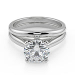 Load image into Gallery viewer, Maria Classic Cathedral Solitaire Round Cut Diamond Engagement Ring - Nivetta