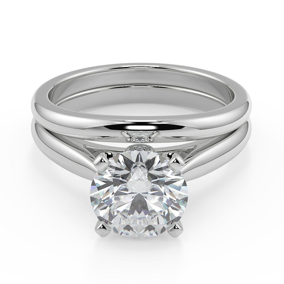 Maria Classic Cathedral Solitaire Round Cut Diamond Engagement Ring - Nivetta