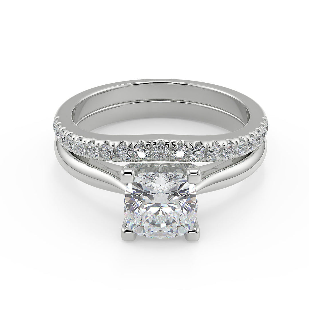 Marilyn Squared 4 Claw Solitaire Cushion Cut Diamond Engagement Ring - Nivetta