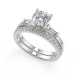 Load image into Gallery viewer, Mariyah Baguette Accents Cushion Cut Diamond Engagement Ring - Nivetta