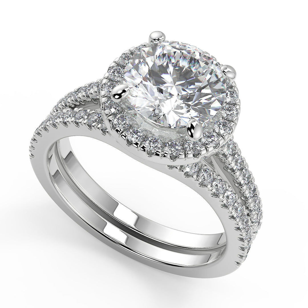 Marlee Classic Halo Pave Round Cut Diamond Engagement Ring - Nivetta