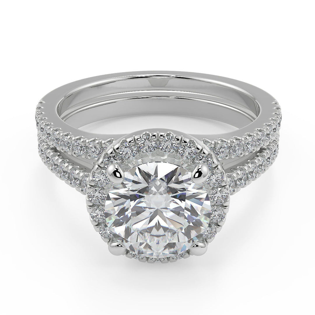 Marlee Classic Halo Pave Round Cut Diamond Engagement Ring - Nivetta