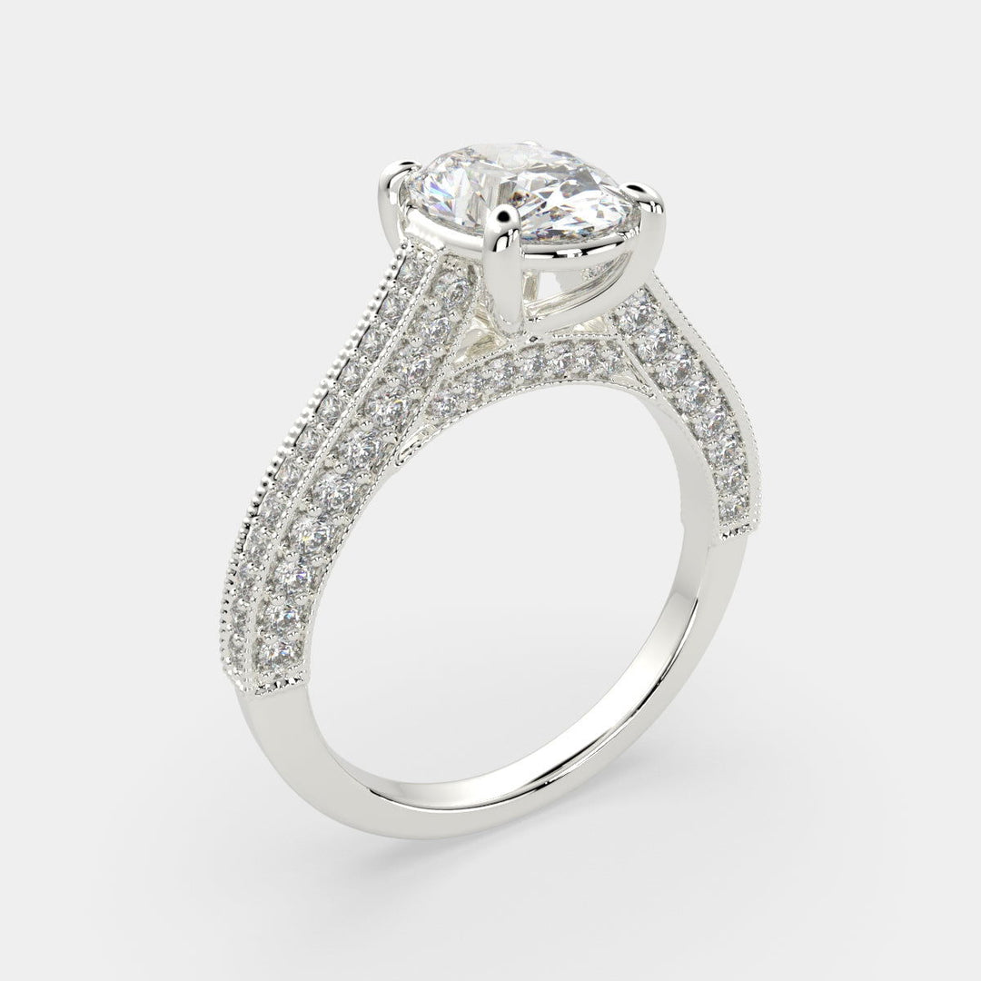 Martina Oval Cut Pave Engagement Ring Setting - Nivetta