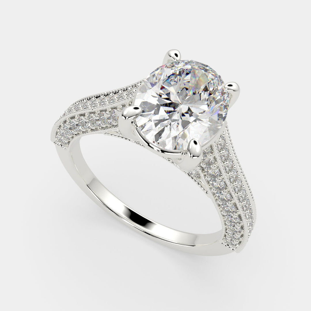 Martina Oval Cut Pave Engagement Ring Setting - Nivetta