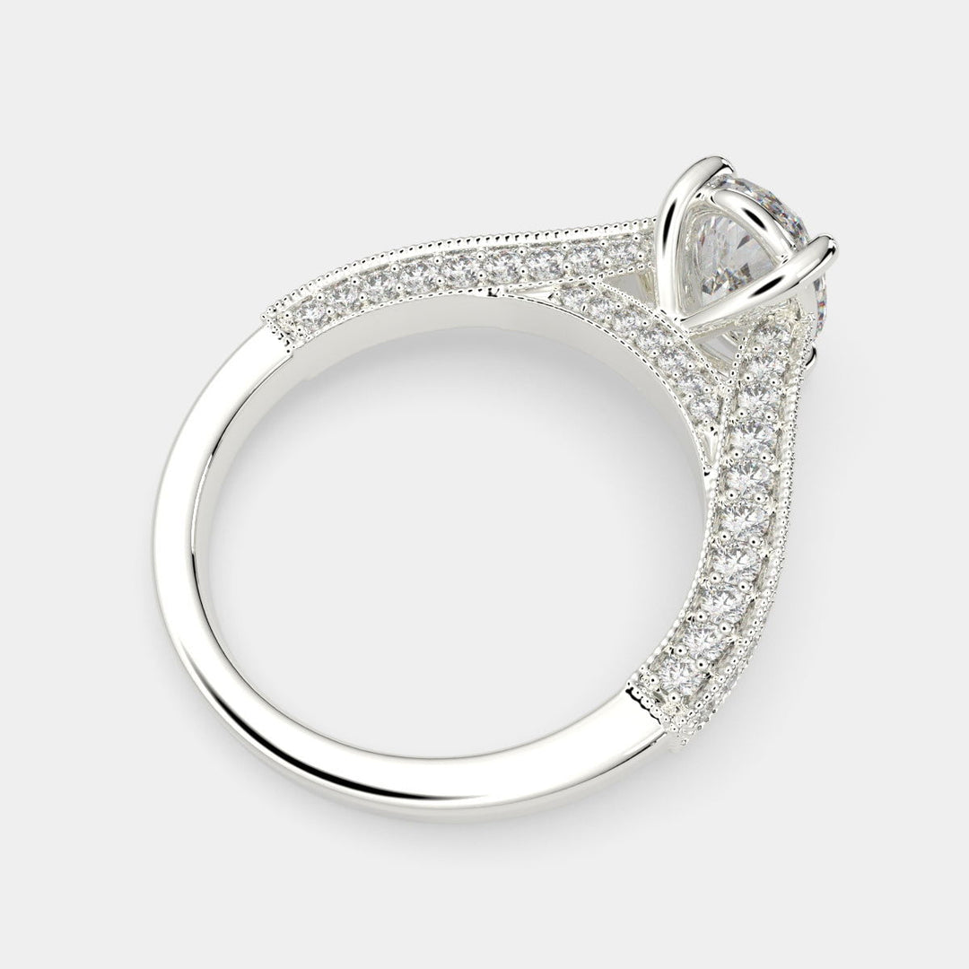 Martina Oval Cut Pave Engagement Ring Setting - Nivetta