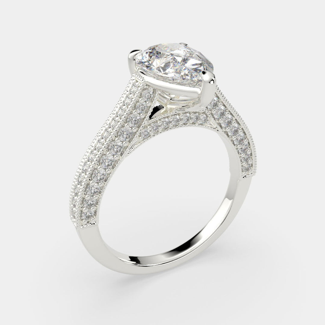 Martina Pear Cut Pave Engagement Ring Setting - Nivetta
