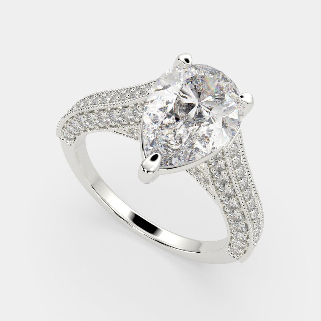 Martina Pear Cut Pave Engagement Ring Setting - Nivetta