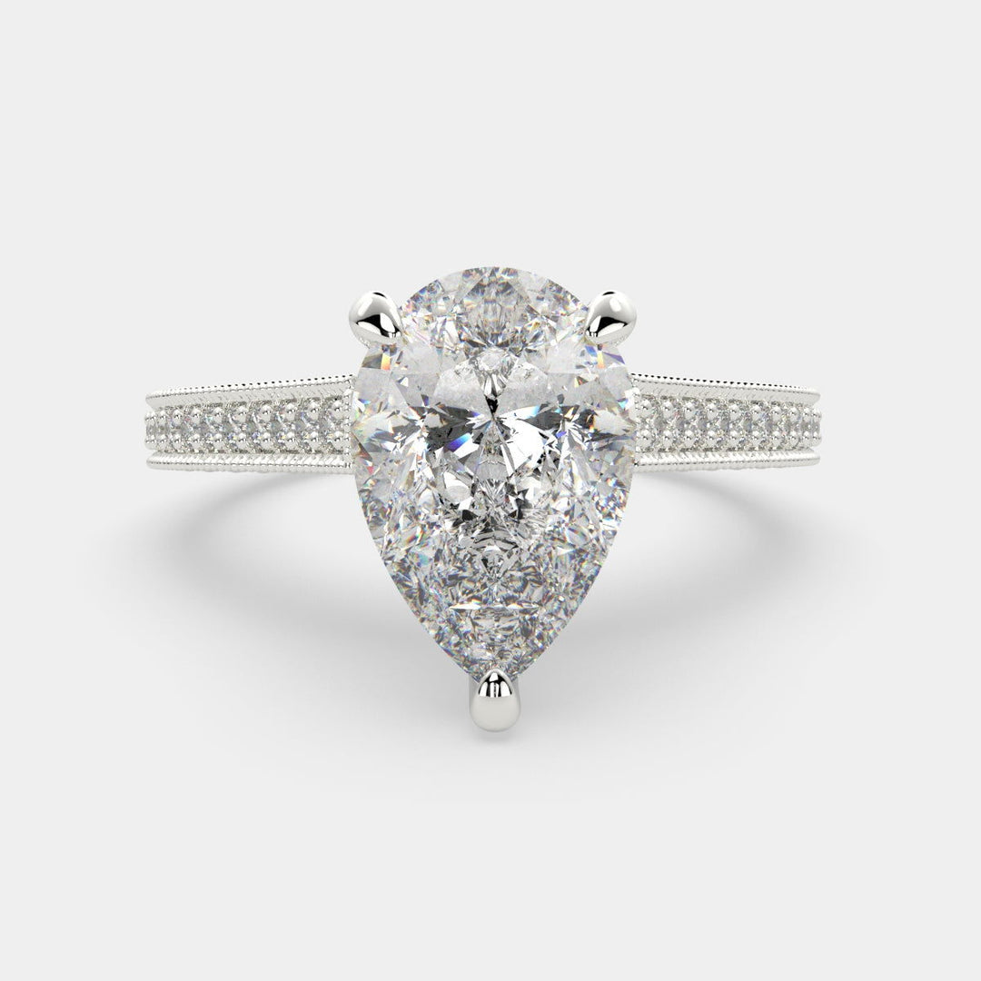 Martina Pear Cut Pave Engagement Ring Setting - Nivetta