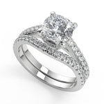 Load image into Gallery viewer, Maryjane Classic 4 Prong Pave Cushion Cut Diamond Engagement Ring - Nivetta