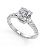 Load image into Gallery viewer, Maryjane Classic 4 Prong Pave Cushion Cut Diamond Engagement Ring - Nivetta