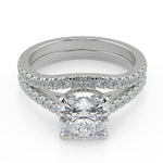 Load image into Gallery viewer, Maryjane Classic 4 Prong Pave Cushion Cut Diamond Engagement Ring - Nivetta