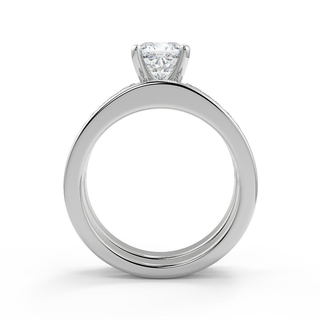 Melanie Channel Set 4 Prong Cushion Cut Diamond Engagement Ring - Nivetta