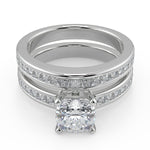 Load image into Gallery viewer, Melanie Channel Set 4 Prong Cushion Cut Diamond Engagement Ring - Nivetta