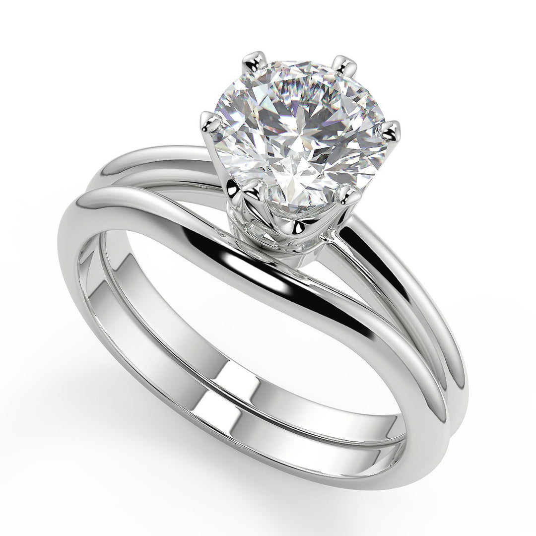 Melody 6 Prong Crown Round Cut Diamond Engagement Ring - Nivetta