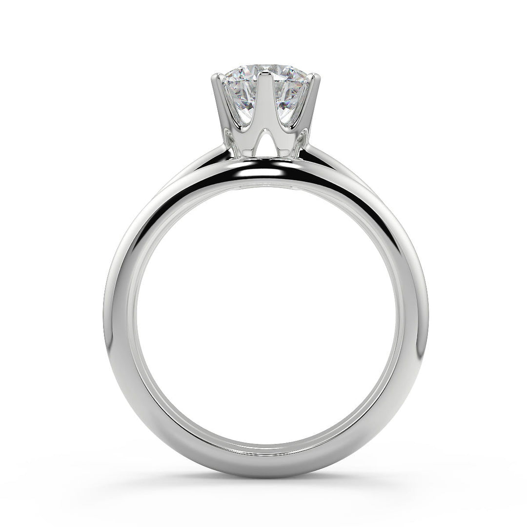 Melody 6 Prong Crown Round Cut Diamond Engagement Ring - Nivetta