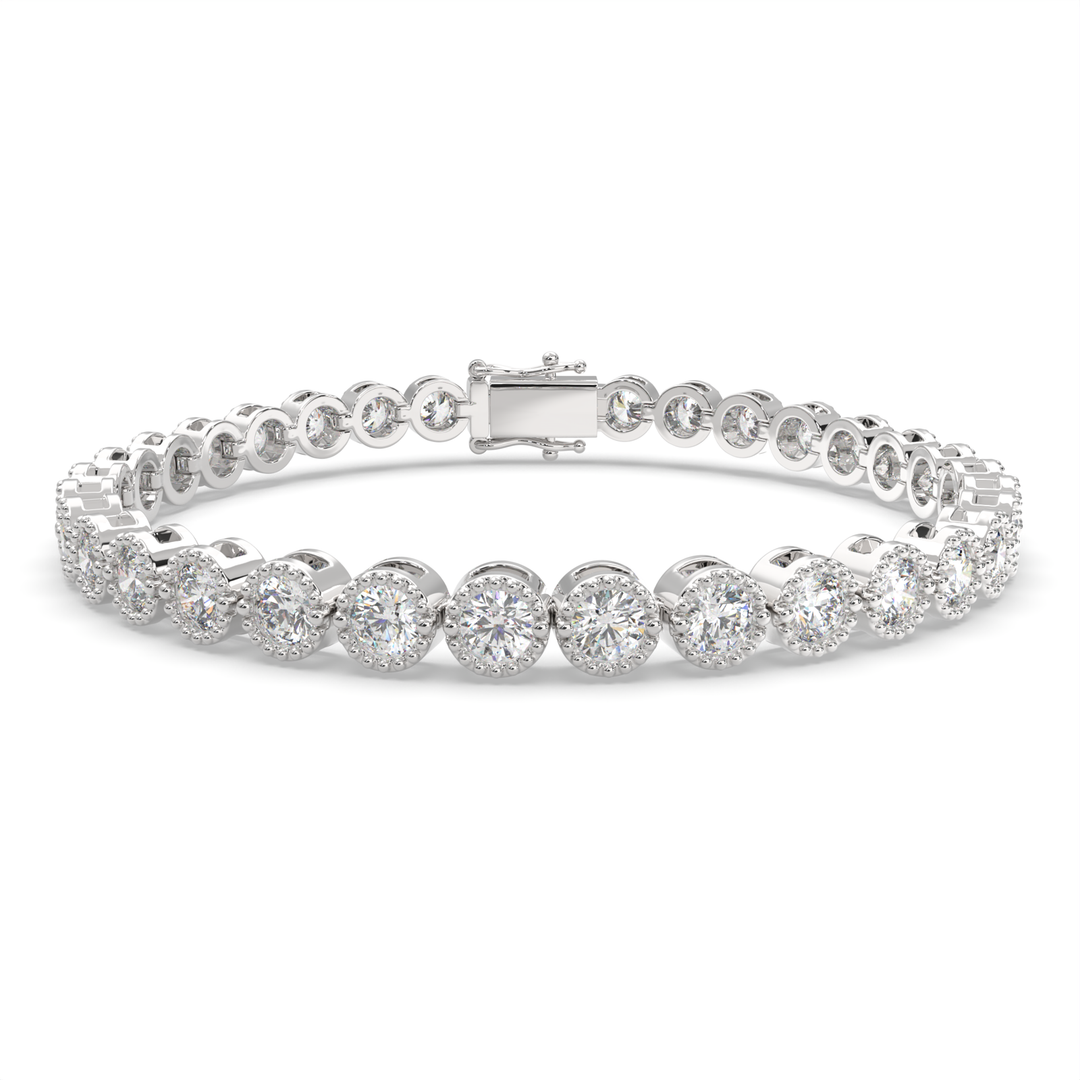 Melusine Round Cut Diamond Tennis Bracelet Milgrain Bezel (6 ctw) - Nivetta