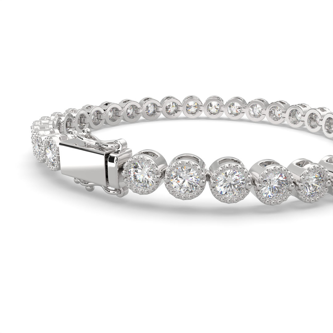 Melusine Round Cut Diamond Tennis Bracelet Milgrain Bezel (6 ctw) - Nivetta