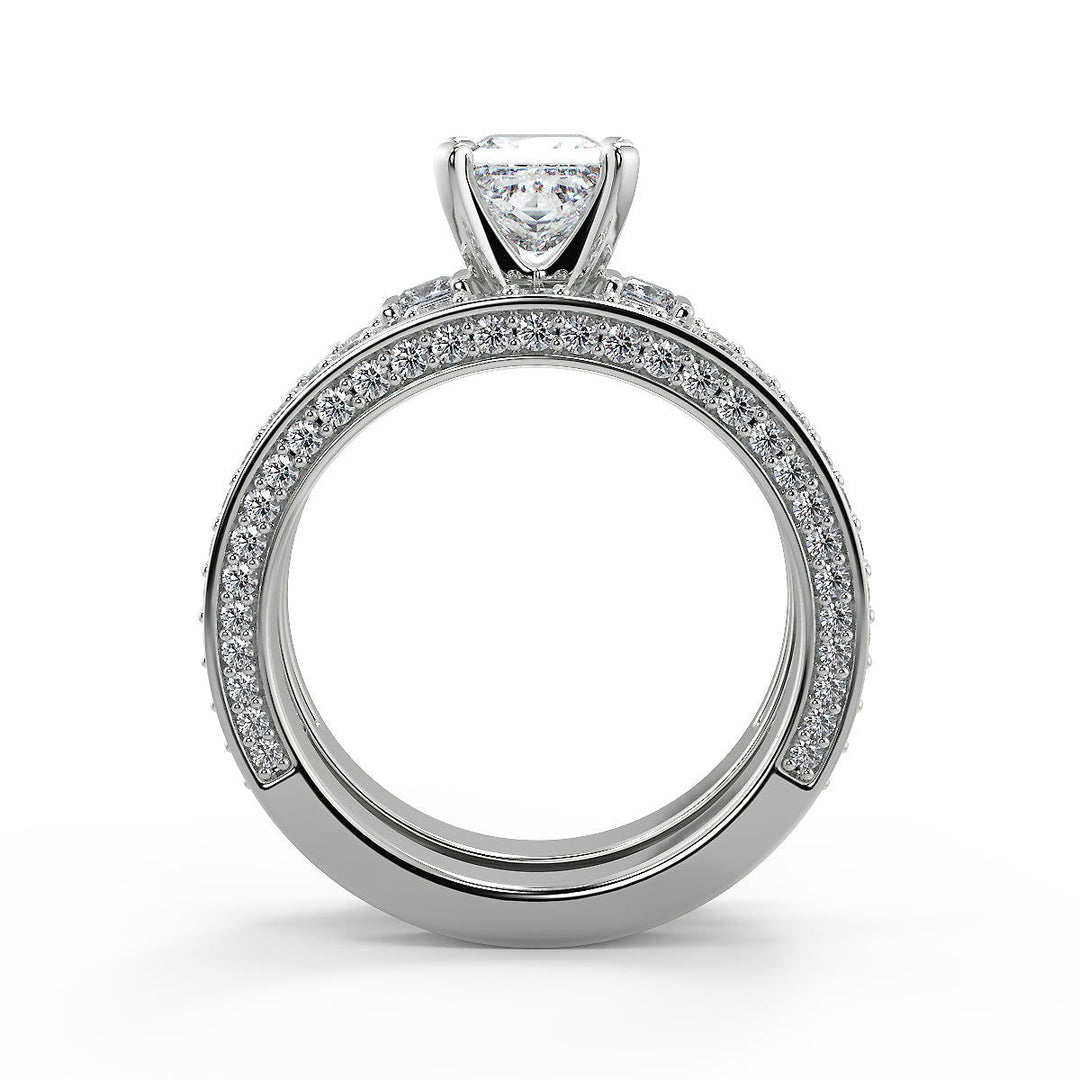Miah Bar Set 3 Sided Pave Princess Cut Diamond Engagement Ring - Nivetta