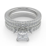 Load image into Gallery viewer, Miah Bar Set 3 Sided Pave Princess Cut Diamond Engagement Ring - Nivetta