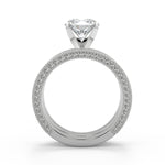 Load image into Gallery viewer, Micaela Hand Carved Milgrain Solitaire Round Cut Diamond Engagement Ring - Nivetta