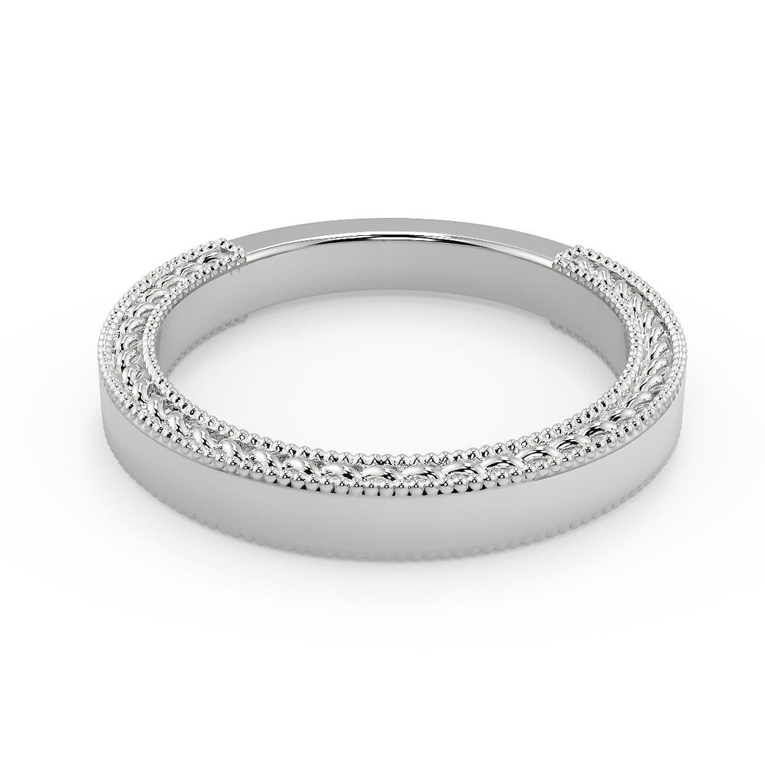 Micaela Hand Carved Milgrain Solitaire Round Cut Diamond Engagement Ring - Nivetta