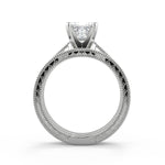 Load image into Gallery viewer, Miracle Hand Engraved 4 Prong Milgrain Solitaire Princess Cut Diamond Engagement Ring - Nivetta