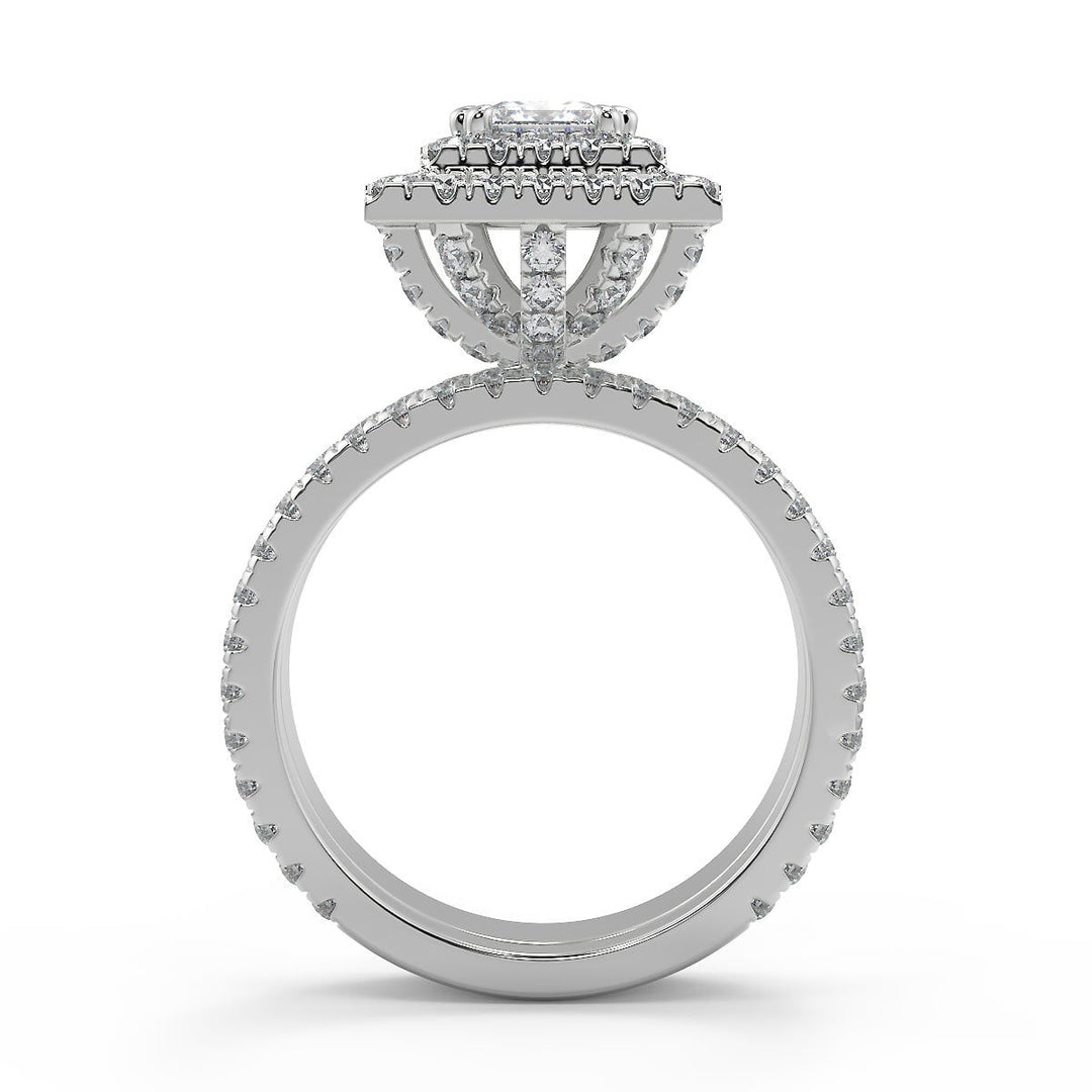 Molly Double Halo Pave Gala Princess Cut Diamond Engagement Ring - Nivetta