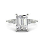 Load image into Gallery viewer, Monique Emerald Cut Hidden Halo Side Stones 4 Prong Claw Set Engagement Ring Setting - Nivetta