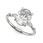 Load image into Gallery viewer, Monique Oval Cut Hidden Halo Side Stones 4 Prong Claw Set Engagement Ring Setting - Nivetta