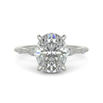 Load image into Gallery viewer, Monique Oval Cut Hidden Halo Side Stones 4 Prong Claw Set Engagement Ring Setting - Nivetta