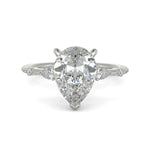 Load image into Gallery viewer, Monique Pear Cut Hidden Halo Side Stones 4 Prong Claw Set Engagement Ring Setting - Nivetta