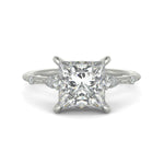 Load image into Gallery viewer, Monique Princess Cut Hidden Halo Side Stones 4 Prong Claw Set Engagement Ring Setting - Nivetta