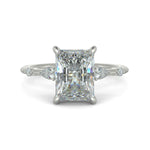 Load image into Gallery viewer, Monique Radiant Cut Hidden Halo Side Stones 4 Prong Claw Set Engagement Ring Setting - Nivetta