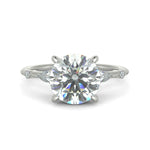 Load image into Gallery viewer, Monique Round Cut Hidden Halo Side Stones 4 Prong Claw Set Engagement Ring Setting - Nivetta