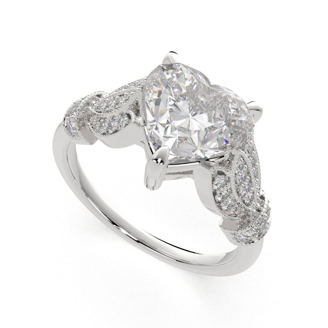 Nadia Heart Cut Pave Milgrain Engagement Ring Setting - Nivetta