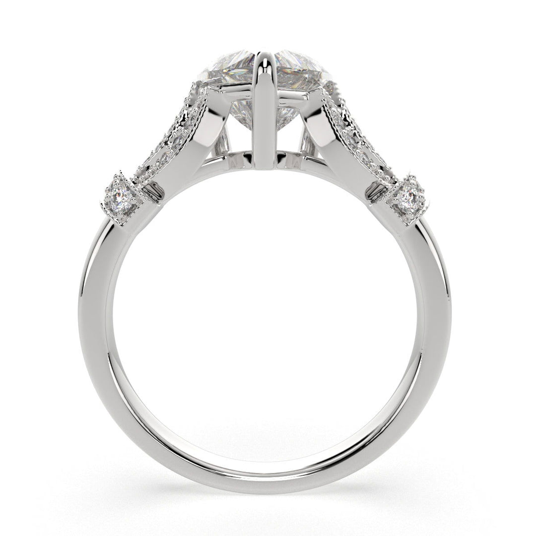 Nadia Heart Cut Pave Milgrain Engagement Ring Setting - Nivetta