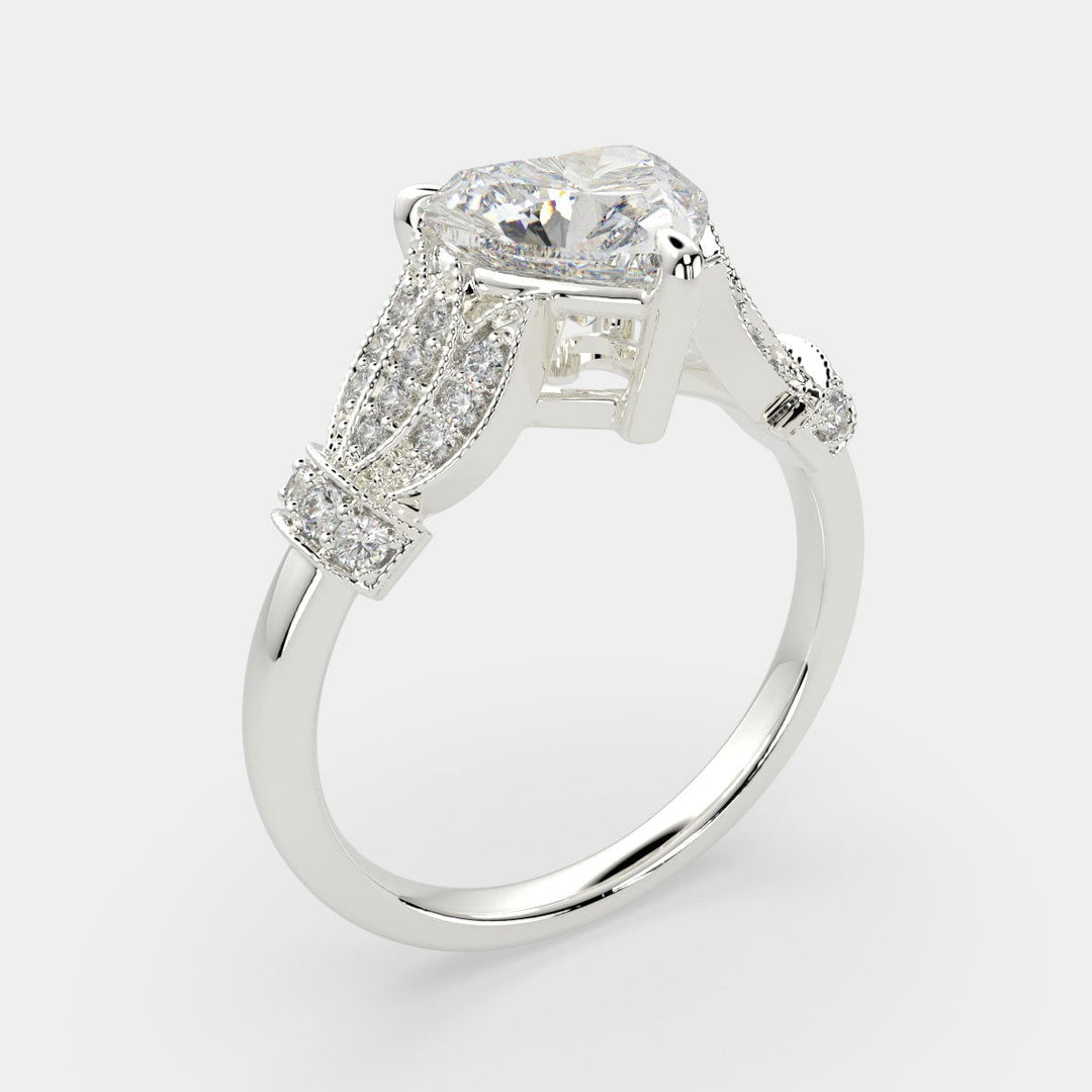 Nadia Heart Cut Pave Milgrain Engagement Ring Setting - Nivetta