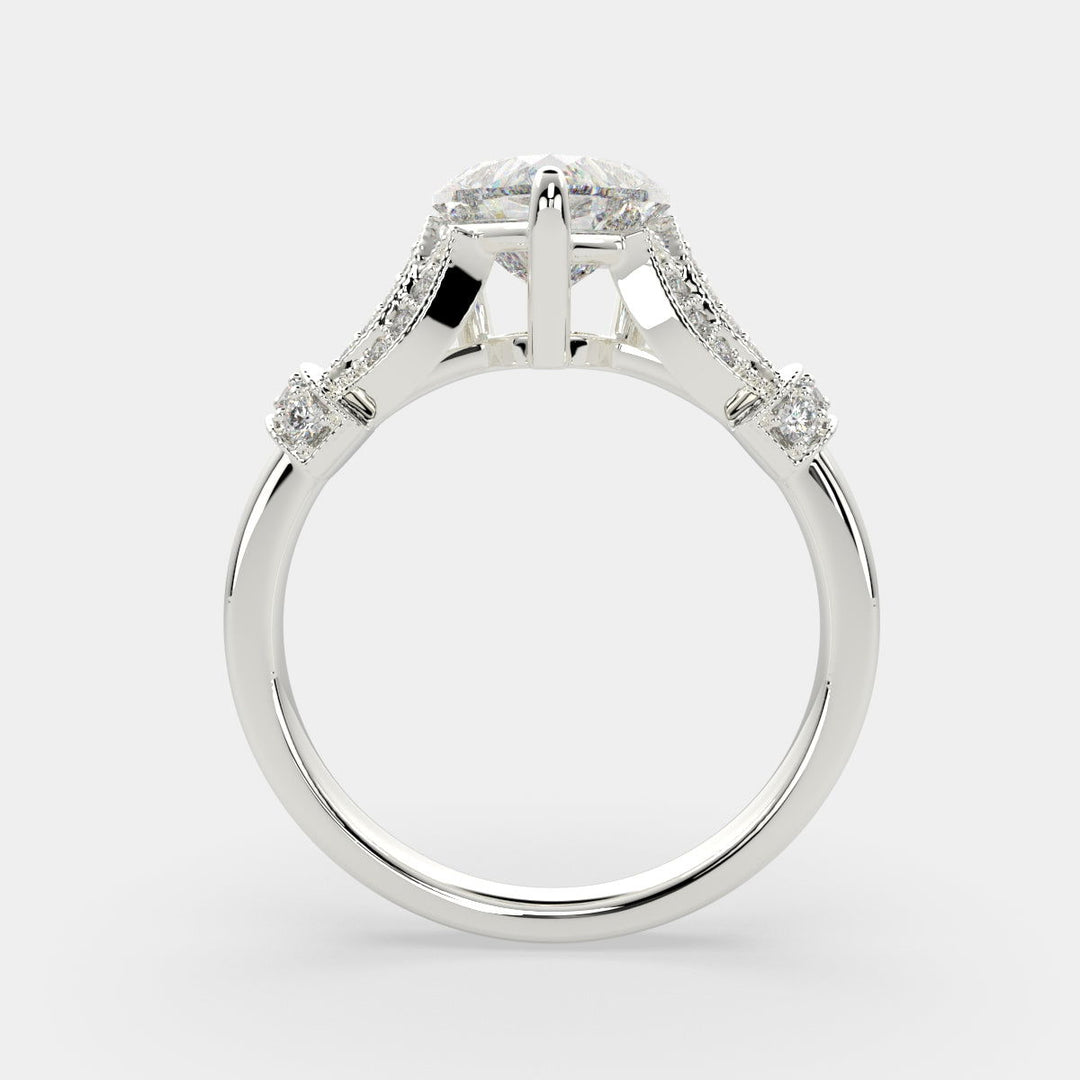 Nadia Heart Cut Pave Milgrain Engagement Ring Setting - Nivetta