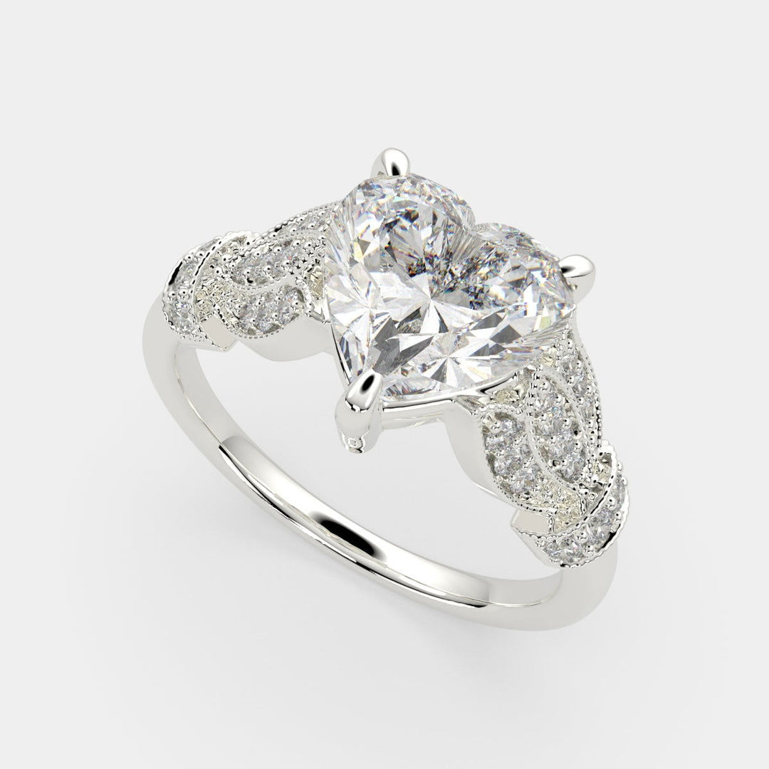 Nadia Heart Cut Pave Milgrain Engagement Ring Setting - Nivetta