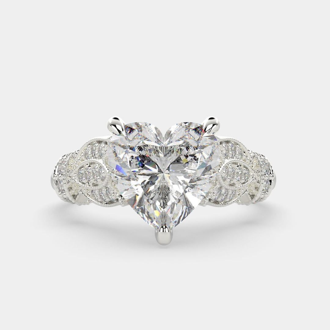 Nadia Heart Cut Pave Milgrain Engagement Ring Setting - Nivetta