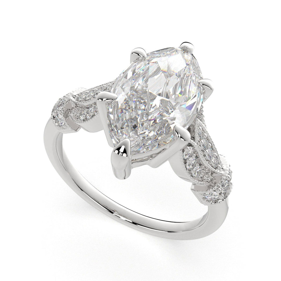 Nadia Marquise Cut Pave Milgrain Engagement Ring Setting - Nivetta
