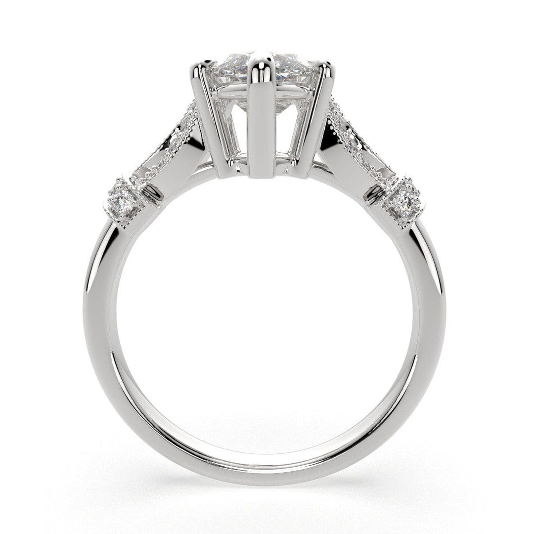 Nadia Marquise Cut Pave Milgrain Engagement Ring Setting - Nivetta