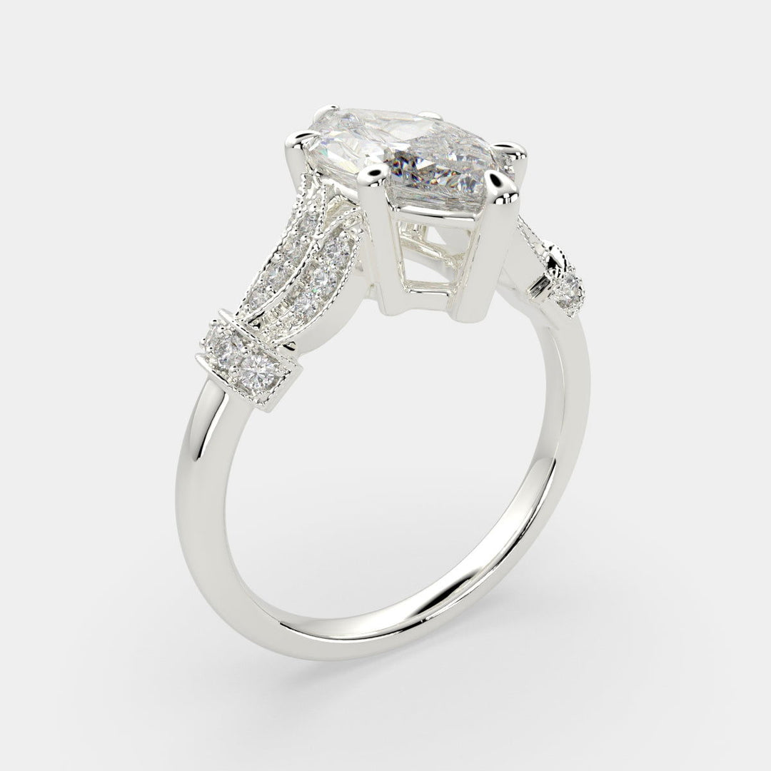 Nadia Marquise Cut Pave Milgrain Engagement Ring Setting - Nivetta